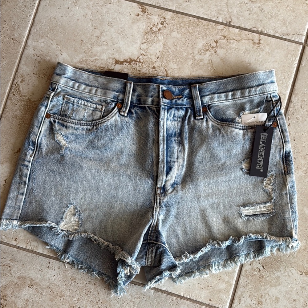 Blank NYC Women's Distressed Denim Shorts - Light Blue